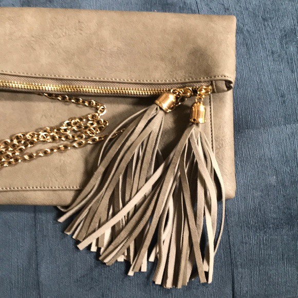 Gold Chain Gray Club Purse - Picture 2 of 5